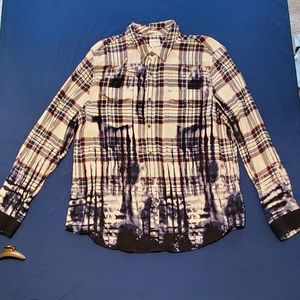 Plaid faded/tie-dye Guess shirt Mens xl